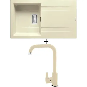 Granitový dřez Granitový dřez SET Pyramis KARTESIO (86x50) 1B 1D vanilka + Pyramis SILVIO vanilka