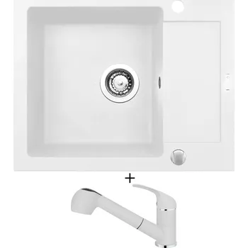 Granitový dřez Granitový dřez SET Pyramis MIDO (62x50) 1B 1D bílá + Pyramis FIDO bílá