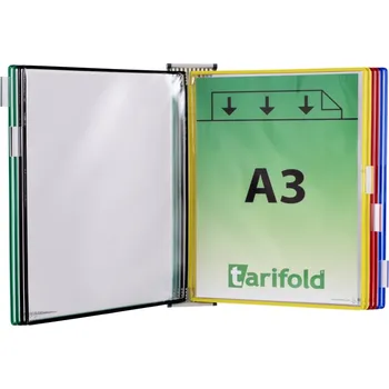 tarifold nástěnný kovový držák, 10 kapes A3 na výšku, otevřené shora, mix barev