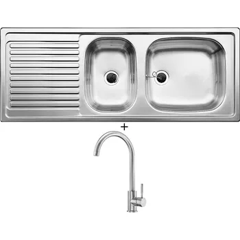 Nerezový dřez SET Blanco TOP EZS 11x4 nerez přírodní lesk 500847 + Deante LIMA BBM F62M nerez