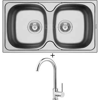 Nerezový dřez Nerezový dřez SET Pyramis E 78 3 1/2 nerez + Deante ASTER 062 M chrom