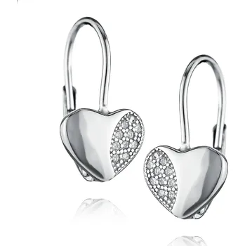 Náušnice NUBIS® Stříbrné náušnice na klapku - srdíčka - NB-3347