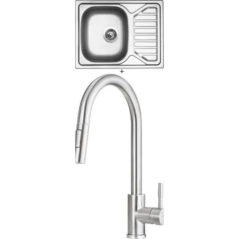 Nerezový dřez Nerezový dřez SET Sinks OKIO 650 V nerez matný + Deante LIMA F72 M nerez