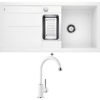 Granitový dřez Granitový dřez SET Blanco METRA 6 S bílá s excentrem 513046 + Blanco MIDA bílá 519418
