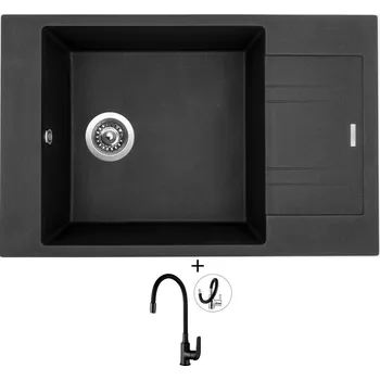 Kuchyňský dřez Granitový dřez SET Sinks VARIO 780 metalblack + Kuchinox ELZA BKE B61D černá matná