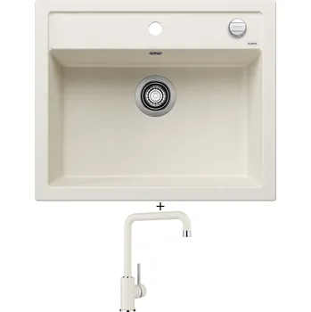Kuchyňský dřez Granitový dřez SET Blanco DALAGO 6 bílá soft s excentrem 527063 + Blanco MILI bílá soft 527461