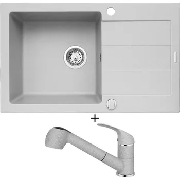 Granitový dřez Granitový dřez SET Pyramis SPARTA PLUS (78x48) 1B 1D šedá + Pyramis FIDO šedá