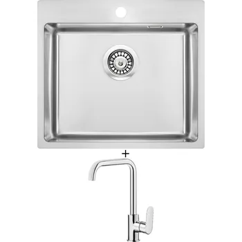 Nerezový dřez Nerezový dřez SET Deante OLFATO ZPO 010B nerez + Deante ALPINIA BGA 063M chrom