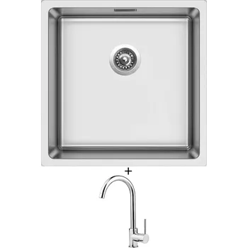Kuchyňský dřez Nerezový dřez SET Sinks BLOCK 440 V 1mm kartáčovaný + Deante ASTER 062 M chrom