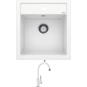 Granitový dřez Granitový dřez SET Blanco DALAGO 45 bílá + Blanco MIDA bílá 519418