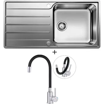 Nerezový dřez Nerezový dřez SET Blanco LEMIS XL 6 S-IF nerez kartáčovaný s excentrem 523035 + Deante NEO LUNO BOC B720 nerez