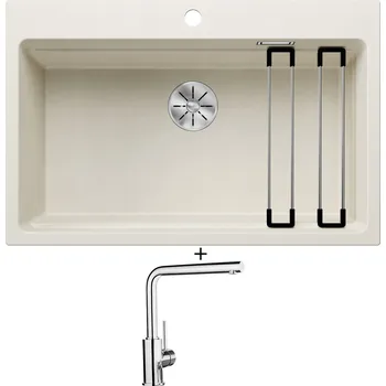 Granitový dřez Granitový dřez SET Blanco ETAGON 8 bílá soft 527079 + Blanco MILA chrom 519414