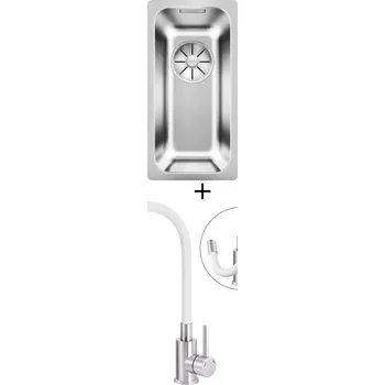 Kuchyňský dřez Dřez pod desku SET Blanco SOLIS 180-U nerez kartáčovaný 526113 + Deante NEO LUNO BOC W720 nerez