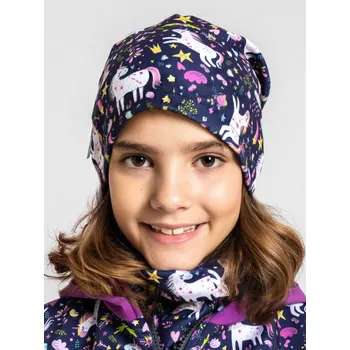 Oblečení a móda UNUO UNUO, DĚTSKÁ ČEPICE FLEECOVÁ SPADENÁ, JEDNOROŽCI, velikost S - L Velikost: M, Vzor: S jednorožcem