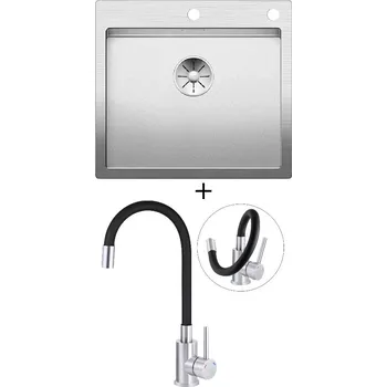 Nerezový dřez Nerezový dřez SET Blanco CLARON 500-IF/A nerez Durinox s excentrem PushControl 523393 + Deante NEO LUNO BOC B720 nerez