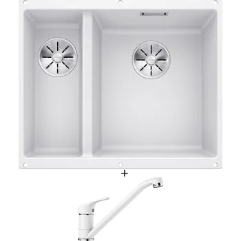 Granitový dřez Dřez pod desku SET Blanco SUBLINE 340/160 U bílá 523562 + Blanco DARAS bílá 517724