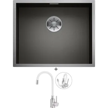 Nerezový dřez Dřez pod desku SET Blanco ZEROX 500-U nerez Dark Steel 526243 + Deante NEO LUNO BOC W720 nerez