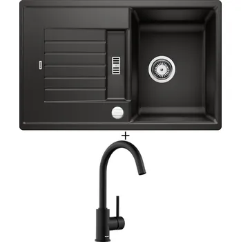 Granitový dřez Granitový dřez SET Blanco ZIA 45 S černá + excentrické ovládání + Blanco MIDA černá matná 526649