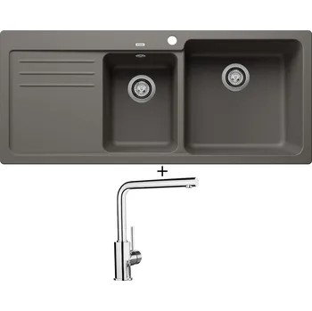 Granitový dřez Granitový dřez SET Blanco NAYA 8 S šedá vulkán 527315 + Blanco MILA chrom 519414