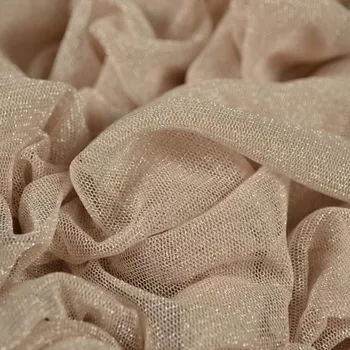 Měkký třpytivý tyl s lurexem béžový