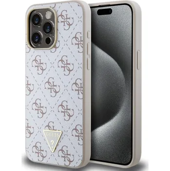 Pouzdro na mobilní telefon Guess PU Leather 4G Triangle Metal Logo Zadní Kryt pro iPhone 15 Pro Max White Představujeme Guess PU Leather 4G Triangle Metal Logo - dokonalý obal pro váš telefon, který spojuje praktičnost, elegan
