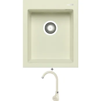 Granitový dřez SET Pyramis ISTROS (41x50) 1B vanilka + Pyramis BELLO vanilka