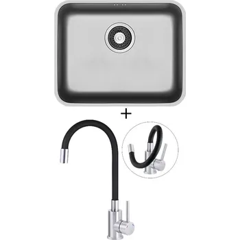 Dřez pod desku SET Pyramis RELIA (50x40) UM nerez + Deante NEO LUNO BOC B720 nerez