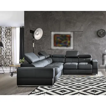 Obývací pokoj Dolmar Rohová sedací souprava Bazalt, pravá kůže Zvolte stranu sed. soupravy: Levá strana, Vyberte čalounění kůže: Madras 215 beige