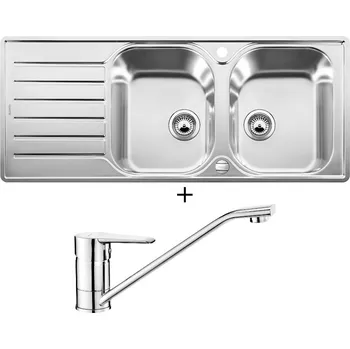 Nerezový dřez Nerezový dřez SET Blanco LANTOS 8 S-IF Compact nerez kartáčovaný s excentrem 519713 + Deante CORIO BFC 060M chrom