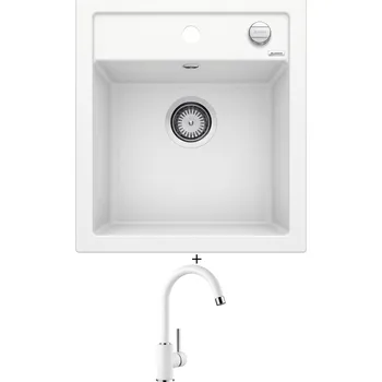 Granitový dřez Granitový dřez SET Blanco DALAGO 45 bílá s excentrem 517160 + Blanco MIDA bílá 519418