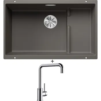 Granitový dřez Dřez pod desku SET Blanco SUBLINE 700 U Level šedá vulkán 527355 + Blanco MILI chrom 519413
