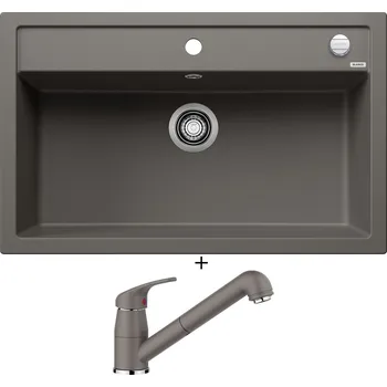 Granitový dřez Granitový dřez SET Blanco DALAGO 8 šedá vulkán s excentrem 527248 + Blanco DARAS-S šedá vulkán 526936