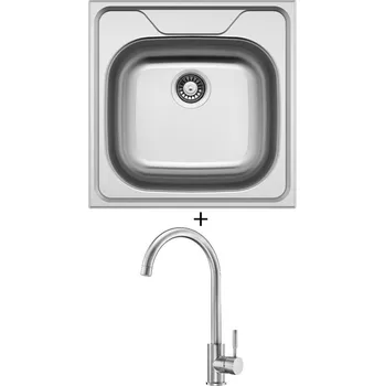 Kuchyňský dřez Nerezový dřez SET Sinks CLASSIC 480 V nerez leštěný + Deante LIMA BBM F62M nerez