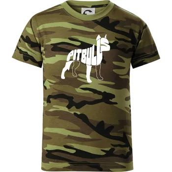 Chlapecké oblečení Pit Bull Teriér - Dětské maskáčové triko - 134 cm/8 let ( Zelený maskáč )