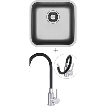 Nerezový dřez Dřez pod desku SET Pyramis RELIA (40x40) UM nerez + Deante NEO LUNO BOC B720 nerez