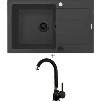 Granitový dřez Granitový dřez SET Pyramis SPARTA PLUS (78x48) 1B 1D černá edice + Pyramis BELLO černá matná