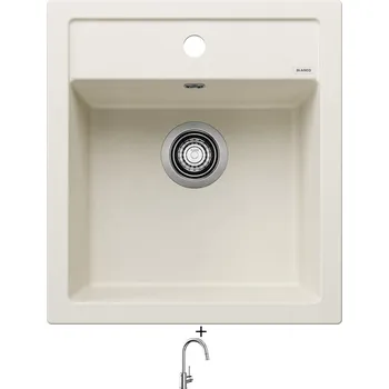 Granitový dřez Granitový dřez SET Blanco DALAGO 45 bílá soft + Blanco MIDA-S chrom 521454