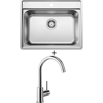 Nerezový dřez Nerezový dřez SET Blanco LEMIS 6-IF nerez kartáčovaný 525108 + Blanco MIDA chrom 517742
