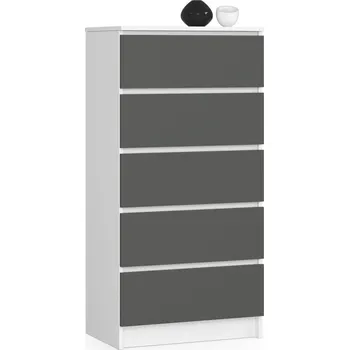 Komoda Komoda Kuba 60 cm - 5 šuplíků bílá/grafitová