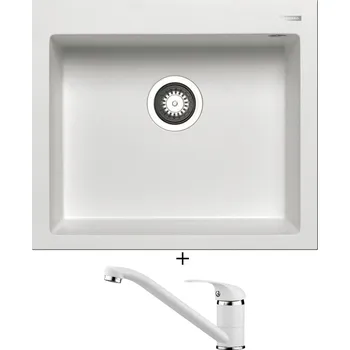 Granitový dřez Granitový dřez SET Pyramis ISTROS (57x50) 1B bílá + Pyramis ASALIA bílá