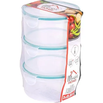 Dóza na potraviny Dóza kulatá MagicHome Clip Lunchbox R808, 800ml, 3ks