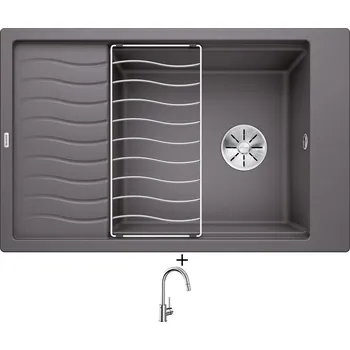 Granitový dřez Granitový dřez SET Blanco ELON XL 6 S šedá skála 524845 + odkapová mřížka + Blanco MIDA-S chrom 521454