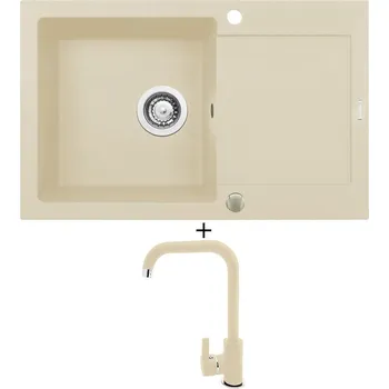 Granitový dřez Granitový dřez SET Pyramis MIDO (79x50) 1B 1D vanilka + Pyramis SILVIO vanilka