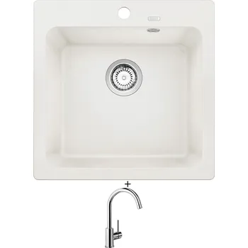 Granitový dřez Granitový dřez SET Blanco NAYA 5 bílá 526582 + Blanco MIDA chrom 517742