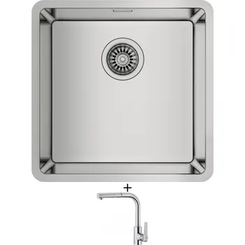 Nerezový dřez Dřez pod desku SET Teka BE LINEA RS15 40.40 X nerez + Teka IN 938 CR chrom