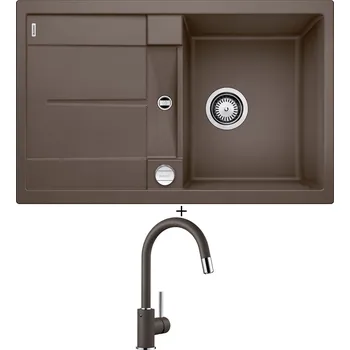 Granitový dřez SET Blanco METRA 45 S kávová + excentrické ovládání + Blanco MIDA-S kávová 521461