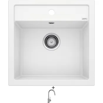 Granitový dřez Granitový dřez SET Blanco DALAGO 5 bílá + Blanco MIDA-S chrom 521454