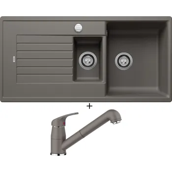 Granitový dřez Granitový dřez SET Blanco ZIA 6 S šedá vulkán s excentrem 527389 + Blanco DARAS-S šedá vulkán 526936