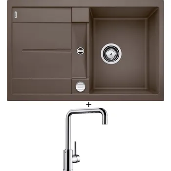 Granitový dřez Granitový dřez SET Blanco METRA 45 S kávová + excentrické ovládání + Blanco MILI chrom 519413