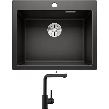 Granitový dřez SET Blanco PLEON 6 černá 525953 + Blanco MILA černá matná 526657